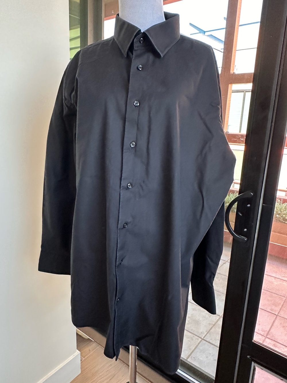 David Donahue Black Long-Sleeve Dress Shirt